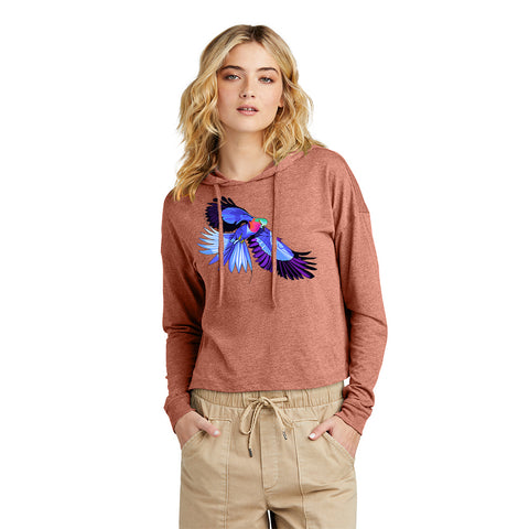 Bird's Eye View Women's Long-sleeve Hoodie Cropped Tee