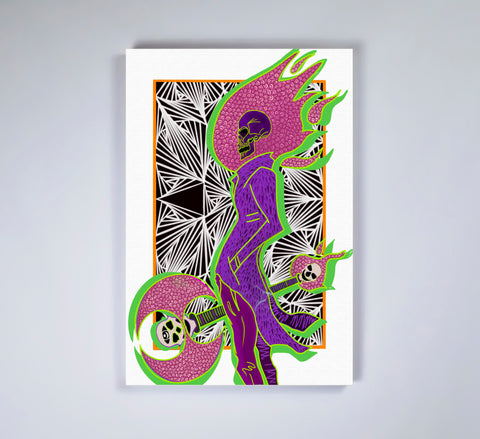 "Purple Skull" Stretched Canvas Frame